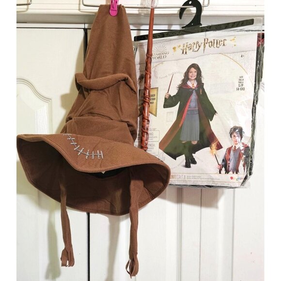 Harry Potter Hermione Girls Deluxe Costume 4-6X Dress Robe Wand Sorting Hat Kids - Picture 1 of 8